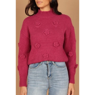 Petal And Pup Womens Raquel Mock Neck Flower Detail Knit Sweater 2 Petal And Pup Womens Raquel Mock Neck Flower Detail Knit Sweater - Image 2