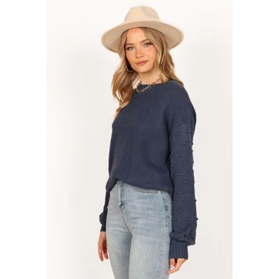 Petal And Pup Katrina Textured Sleeve Crewneck Knit Sweater 2 Petal And Pup Katrina Textured Sleeve Crewneck Knit Sweater - Image 2