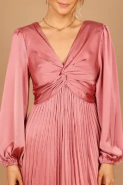 Petal And Pup Womens Noelle Twist Front Pleated Midi Dress