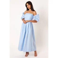Petal And Pup Womens Solana Off Shoulder Midi Dress - Blue 6