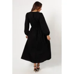 Petal And Pup Cece Long Sleeve Maxi Dress - Black XS