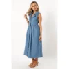 Petal And Pup Womens Sonja Midi Dress - Steel Blue XS