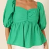 Petal And Pup Womens Joanna Puff Sleeve Peplum Top