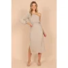 Petal And Pup Womens Pontee One Shoulder Pleated Midi Dress