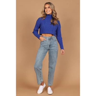 Petal And Pup Womens Kellan Turtleneck Cable Crop Knit Sweater 1 Petal And Pup Womens Kellan Turtleneck Cable Crop Knit Sweater