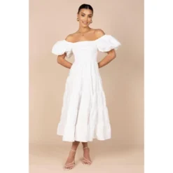 Petal And Pup Womens Annette Puff Sleeve Shirred Midi Dress -Elegant Women Wear Store GUEST 3c76a8a5 1909 4745 aeb8 e95233aa0139