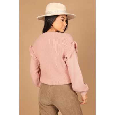 Petal And Pup Womens Bethany Drop Sleeve Ruffle Knit Sweater