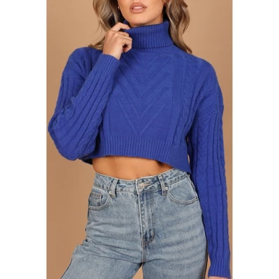 Petal And Pup Womens Kellan Turtleneck Cable Crop Knit Sweater 2 Petal And Pup Womens Kellan Turtleneck Cable Crop Knit Sweater - Image 2
