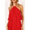 Petal And Pup Womens Gia Pleated Halterneck Maxi Dress