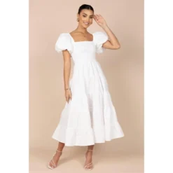 Petal And Pup Womens Annette Puff Sleeve Shirred Midi Dress -Elegant Women Wear Store GUEST 7a278a5f d55b 401d 9a07 00bddca5ab78