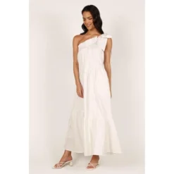 Petal And Pup Ava One Shoulder Maxi Dress - White S