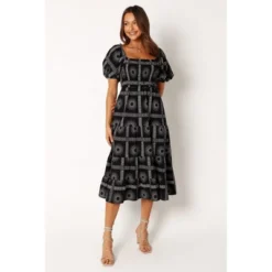 Petal And Pup Womens Soliel Puff Sleeve Midi Dress