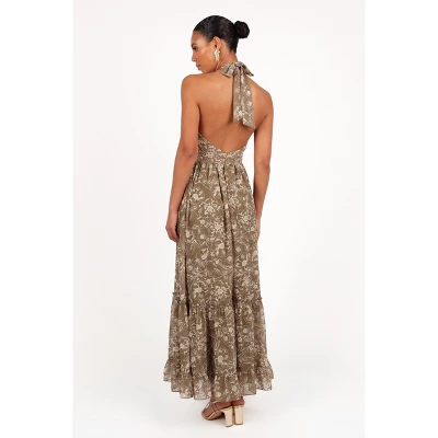 Petal And Pup Lennon Halterneck Maxi Dress - Olive Floral M 1 Petal And Pup Lennon Halterneck Maxi Dress - Olive Floral M