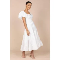 Petal And Pup Womens Annette Puff Sleeve Shirred Midi Dress -Elegant Women Wear Store GUEST df686662 fcbe 4a8e 8064 1e192fffd887