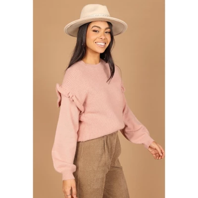 Petal And Pup Womens Bethany Drop Sleeve Ruffle Knit Sweater 3 Petal And Pup Womens Bethany Drop Sleeve Ruffle Knit Sweater - Image 3
