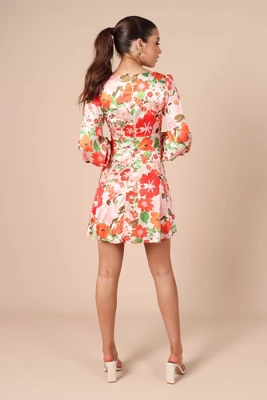 Petal And Pup Womens Tanaya Puff Sleeve Skater Skirt Mini Dress 2 Petal And Pup Womens Tanaya Puff Sleeve Skater Skirt Mini Dress - Image 2